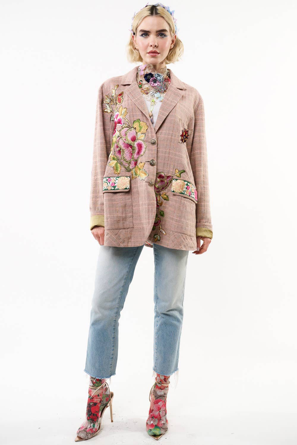 Sudden Sensation Blazer | Pink Jacket | Embroidered Jacket: Pink Ash / S