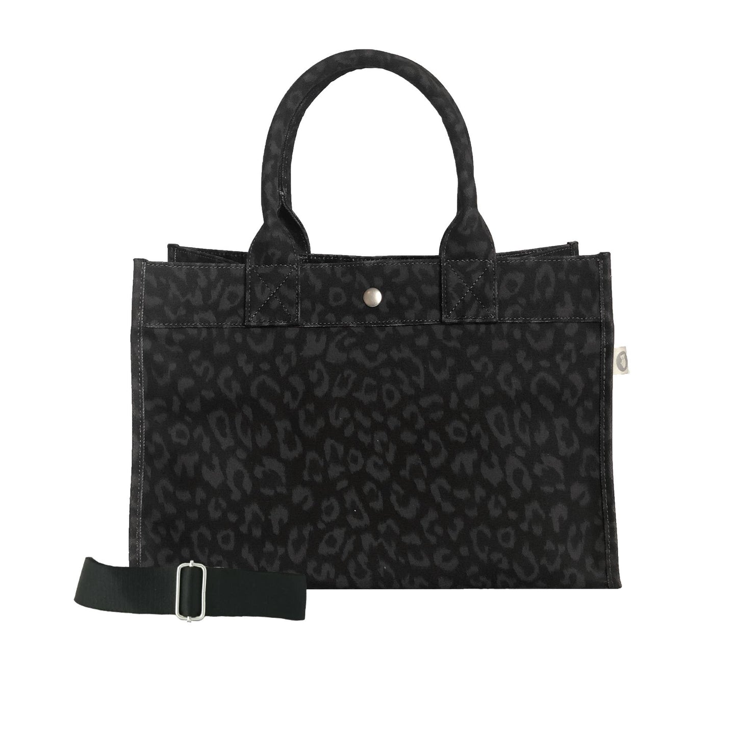 Black Leopard Midi East West Crossbody Bag