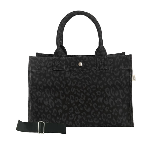 Black Leopard Midi East West Crossbody Bag