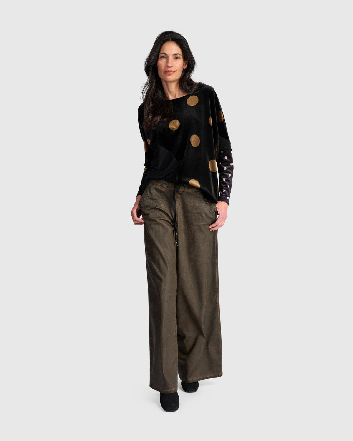 Everyday Velvet Curve Top, Black/Gold Dot: Eclipse / L (US 14-16)