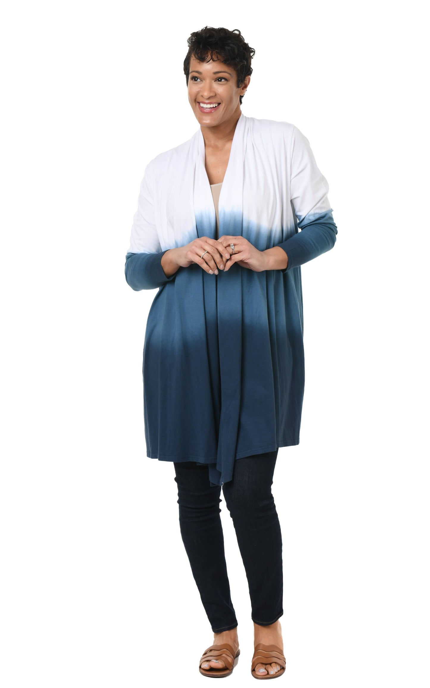 SDM433 Bessie Cardigan in Real Teal Ombre*: M