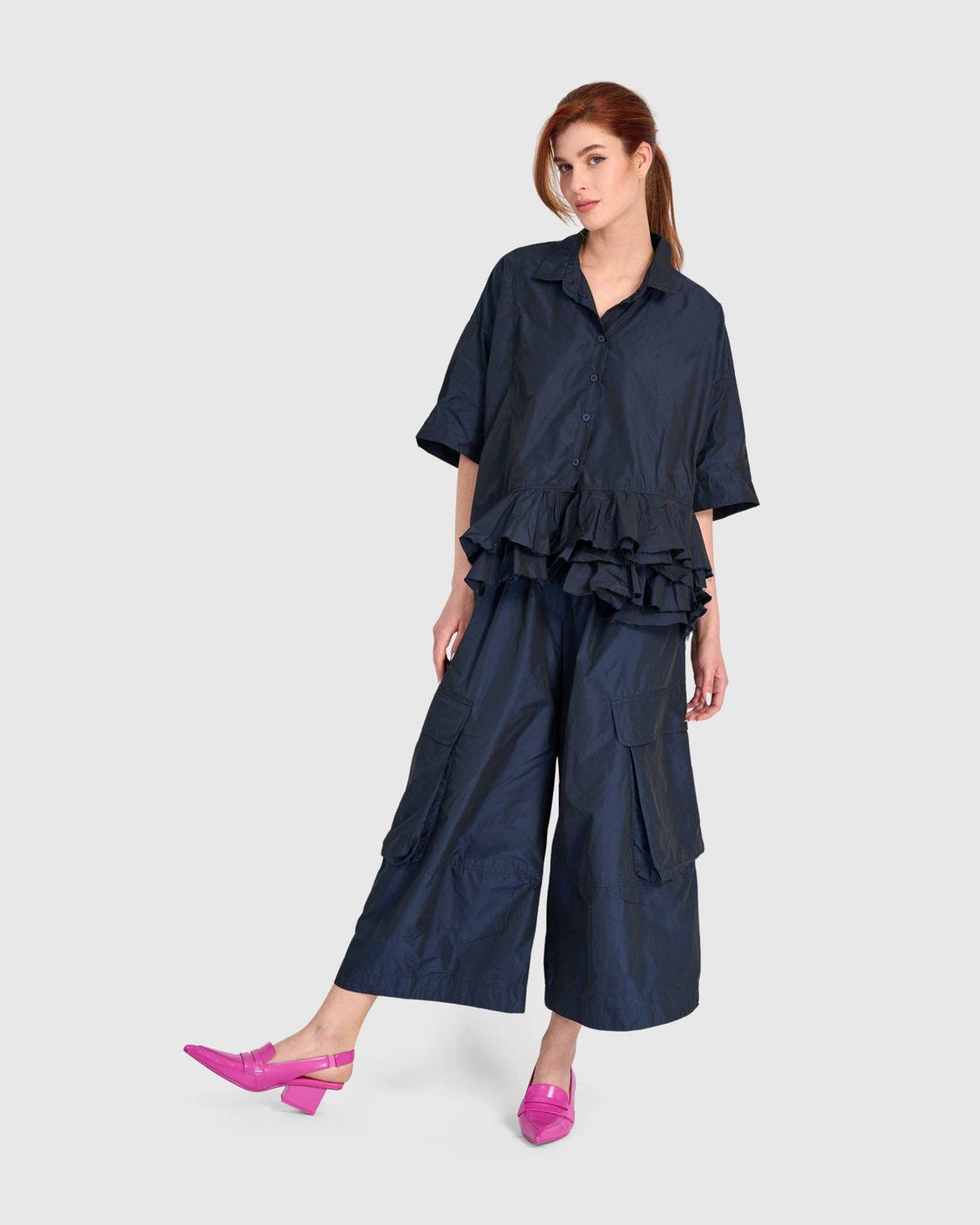 Match Ruffled Shirt, Ink: NAVY / S (US 8-12)