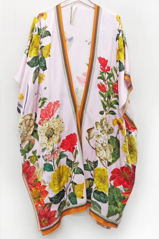 French Kiss Hand-beaded Kimono: One Size / Heavenly Pink