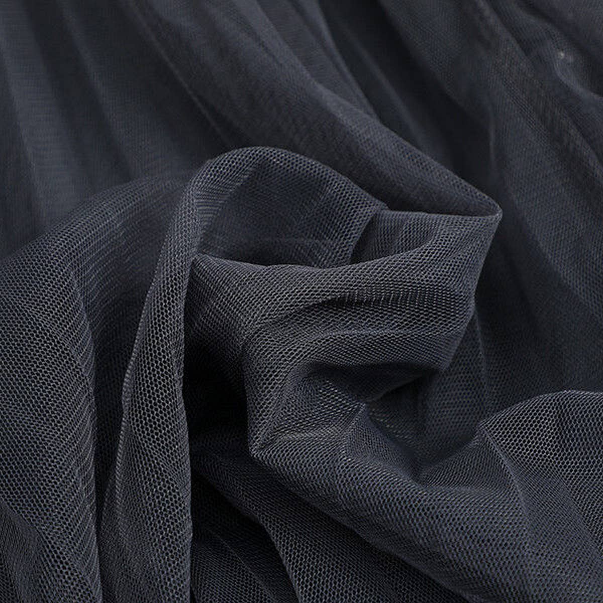 BEADED MESH PLEATED SKIRT A LINE TULLE SKIRT_CWBLS0398: GREY / (OS) 1