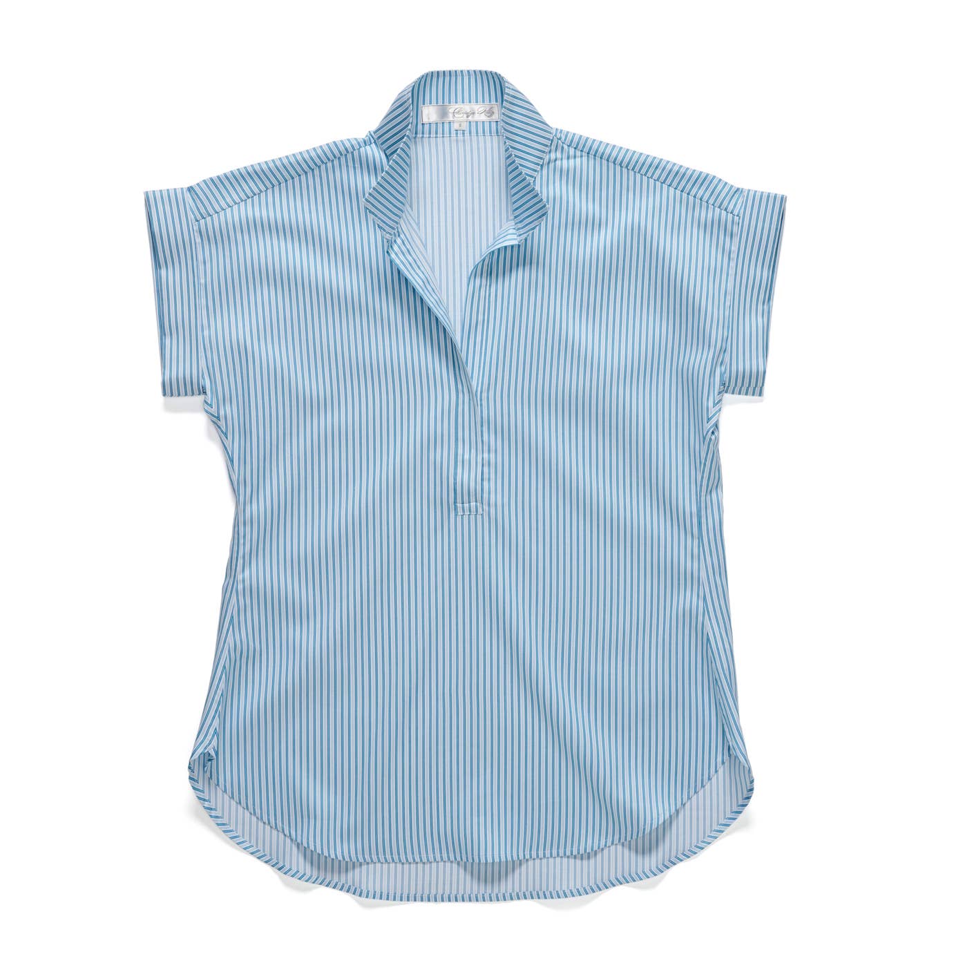 The Cap Sleeve League Blouse Sea Glass Stripe: Blue / S