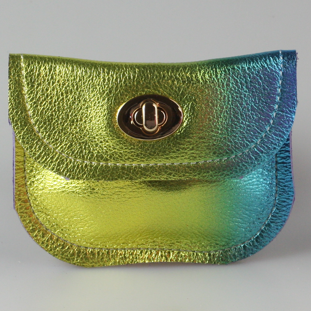 The Turnlock Metallic Leather Wallets: 3 sizes!: Silver / Hamilton: 8"x4.5"