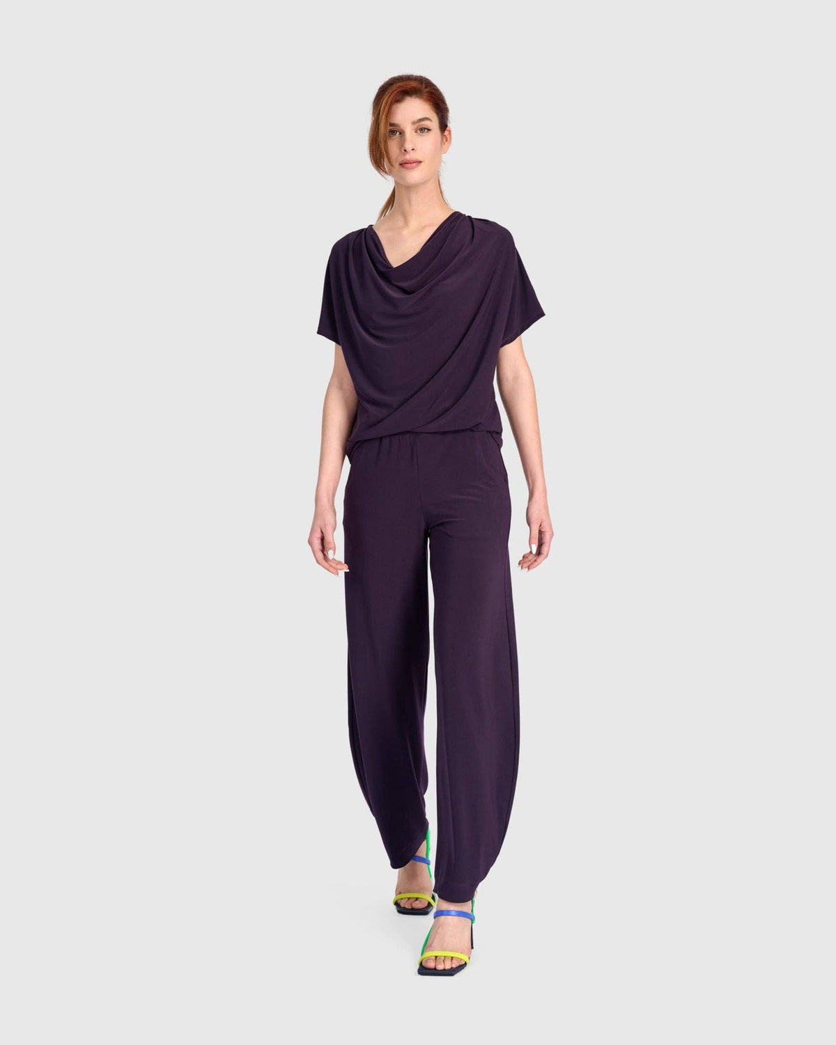 Fluid Slinky Cowl Top, Plum: Purple / XS (US 6-8)
