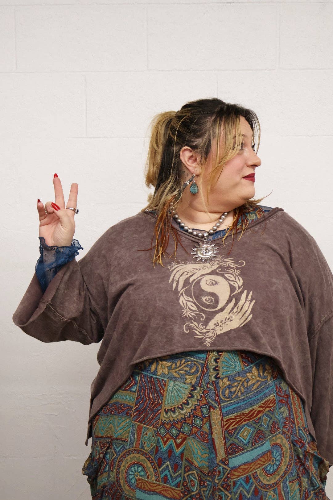 Kantha Bae Dream Cropped Tee - Held In Balance Yin Yang Boho