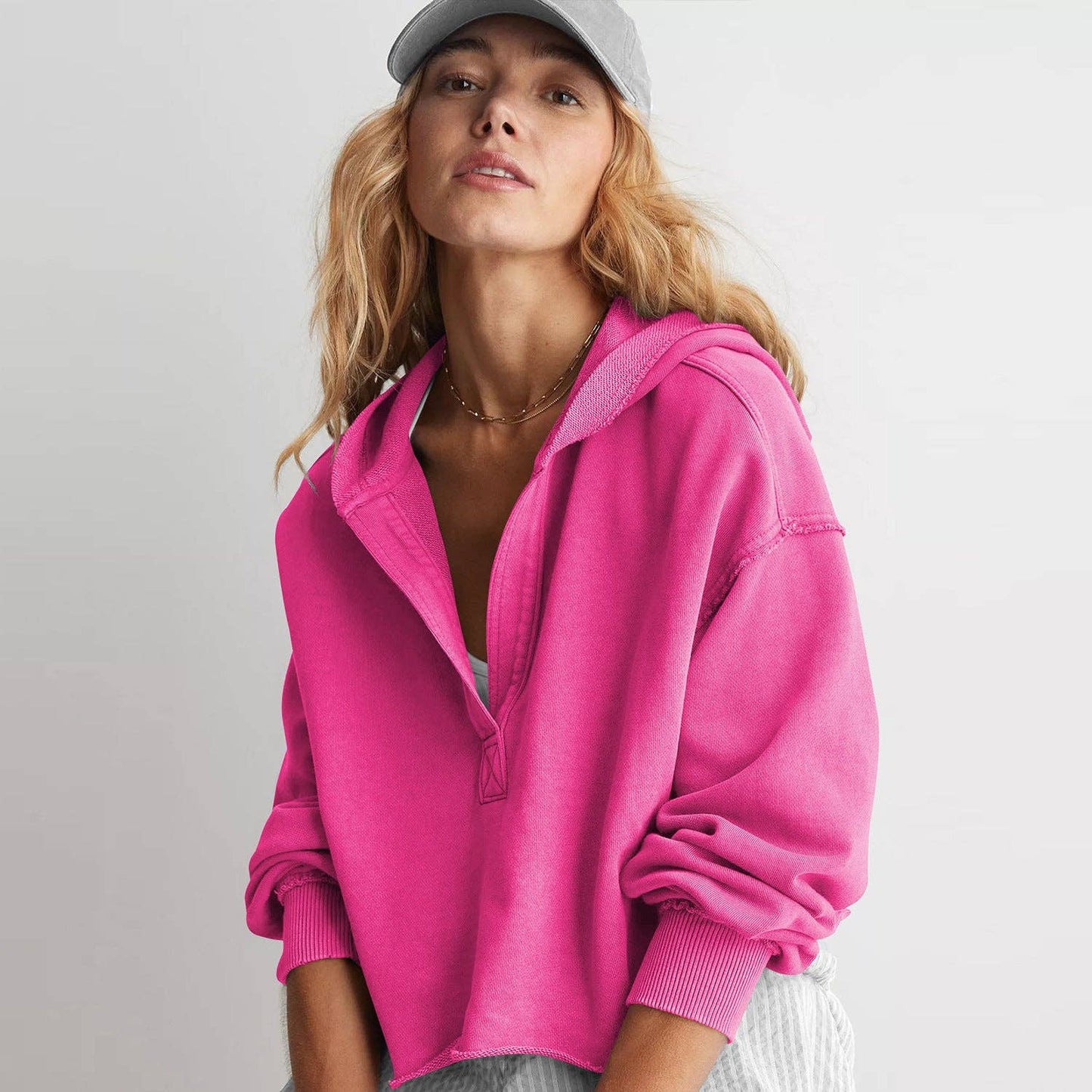 Trendy Hooded Sweatshirt for Women Comfortable Casual Wear: E24W0452-050 / L