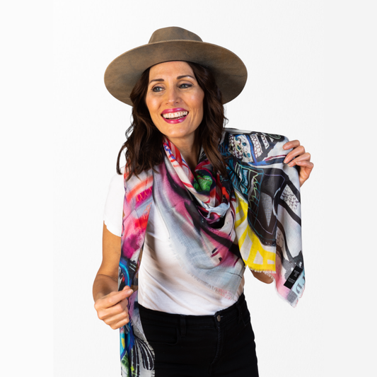 Silk-Modal Large Square Scarf - The Dancing Queen