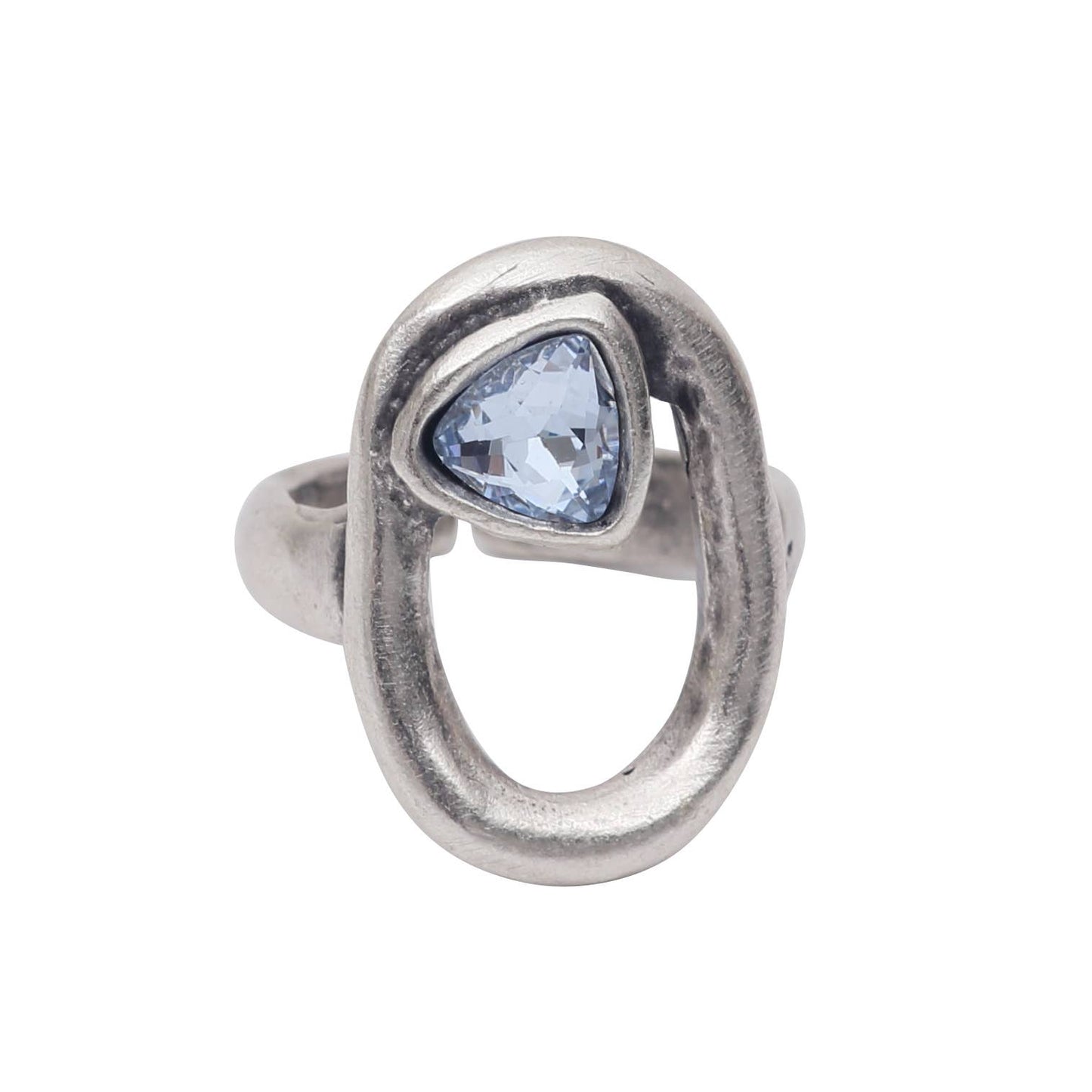 Handmade Blue Crystal Brass Ring - 6999