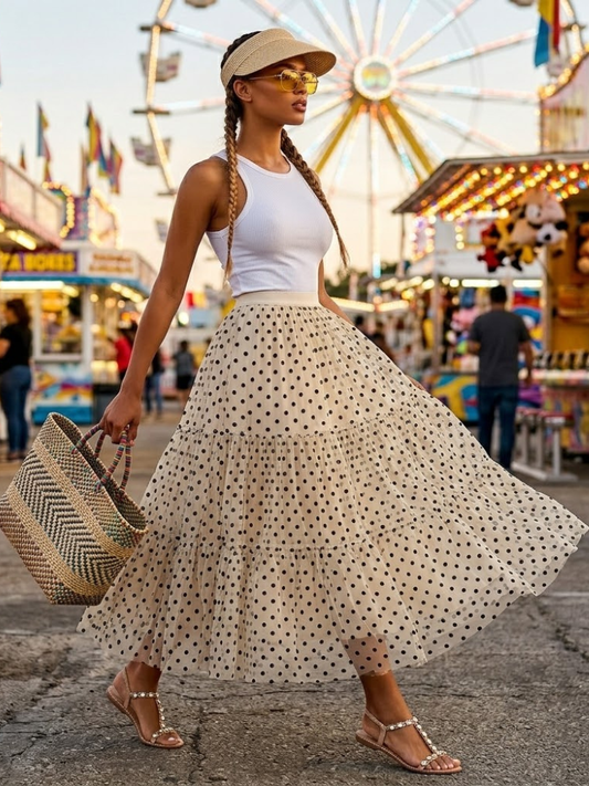 Women's Skirt CHELSEA Ruffle Dream Collection - Los Angeles BYMANYC New York: Apricot / One Size