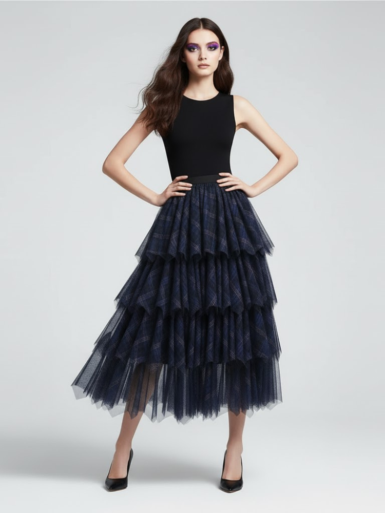 CARNEGIE HILL Women's Skirt VOGUE Collection BYMANYC ® New York: Blue / One Size