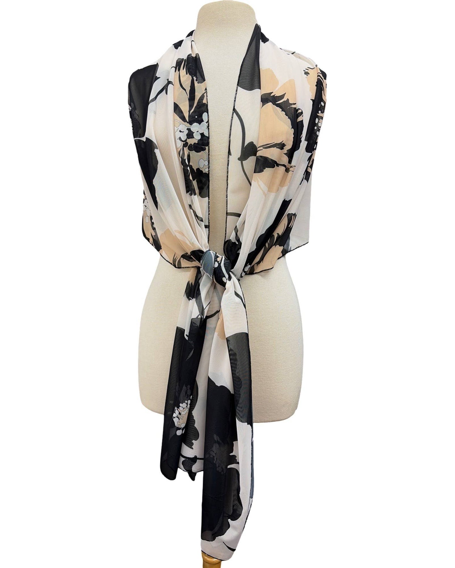 KATELYN Long & Wide Print Mesh Shawl Stole Wrap - Elana Kattan