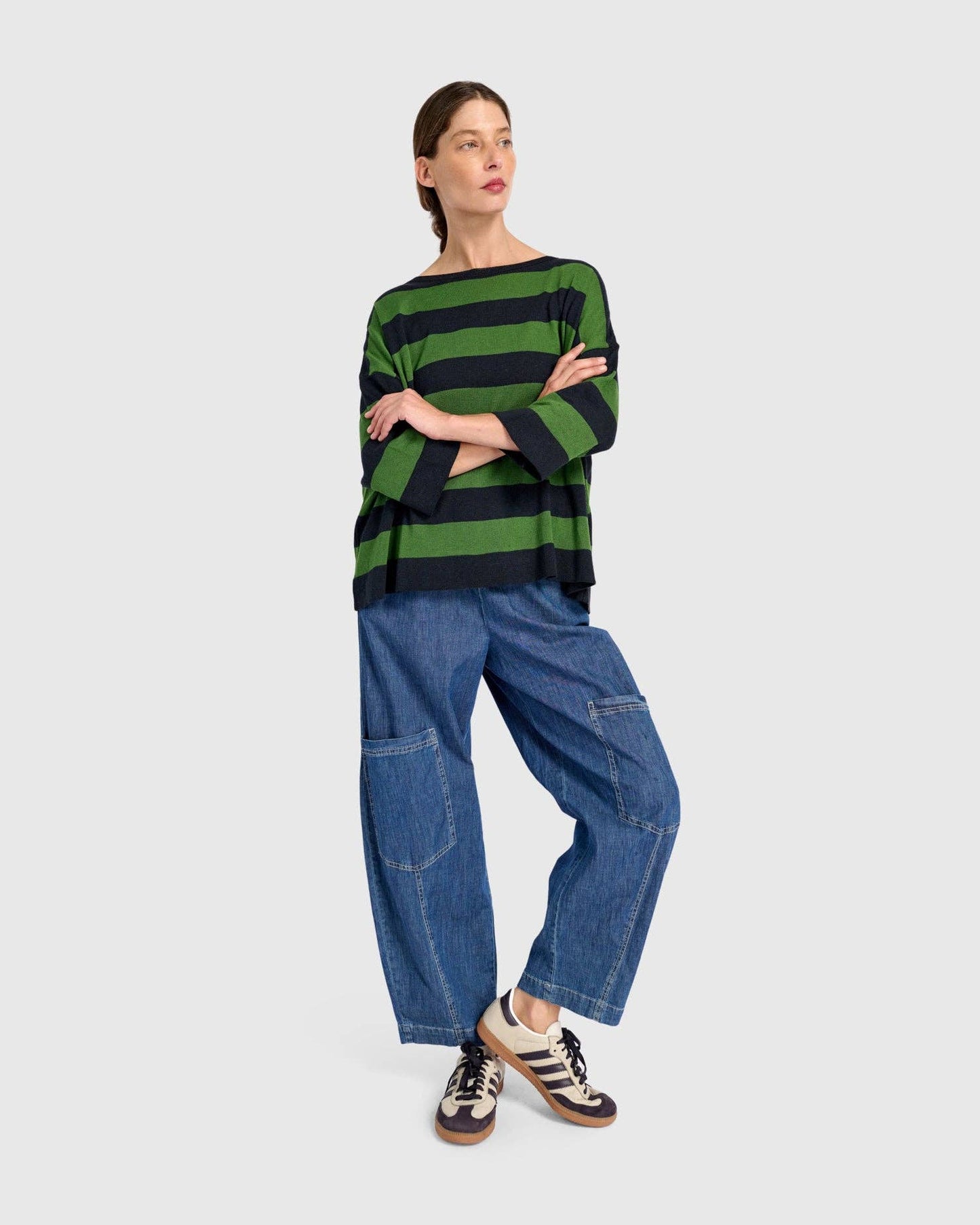 Twiggy Sweater, Clover/Navy: Green / ONE SIZE