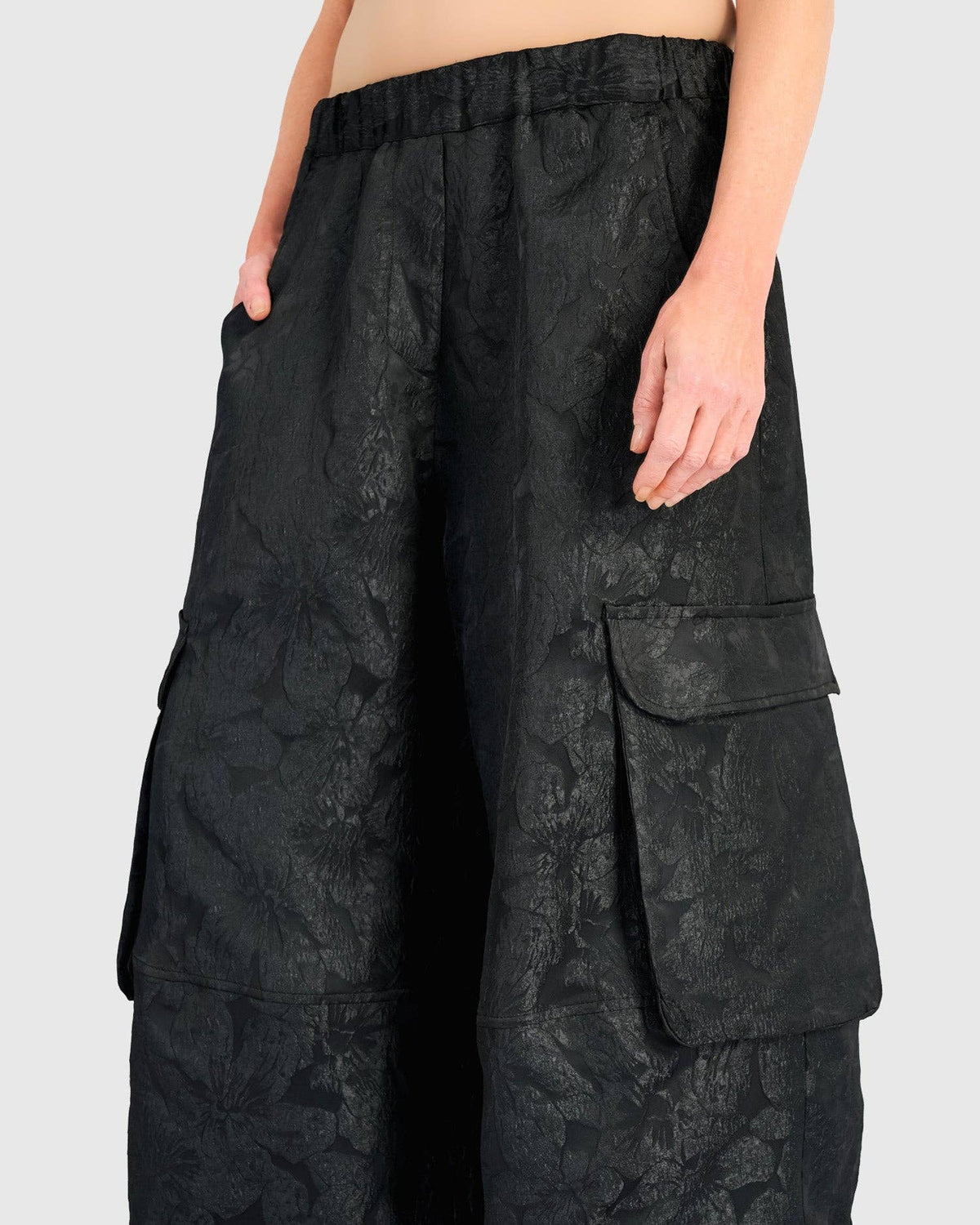 Damask Wide Cargo Pants, Onyx: Onyx / 1 (US 6-8)