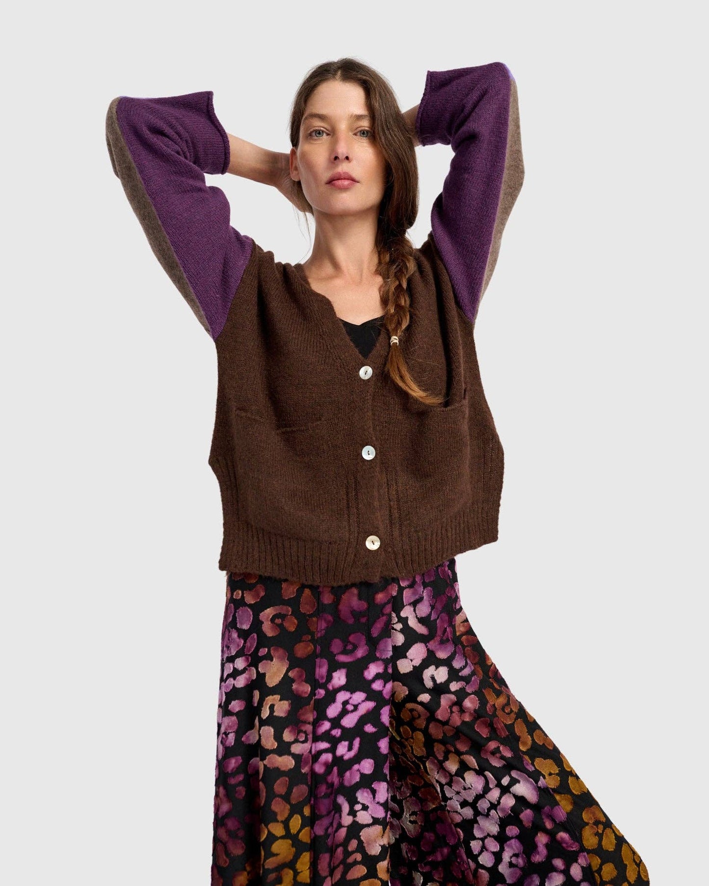 Finch Cardigan, Brown/Purple: MIX / ONE SIZE