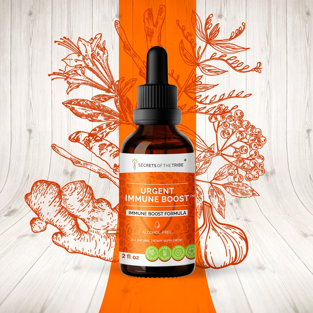 Urgent Immune Boost. Immune Boost Formula: 2 FL OZ / Alcohol-FREE