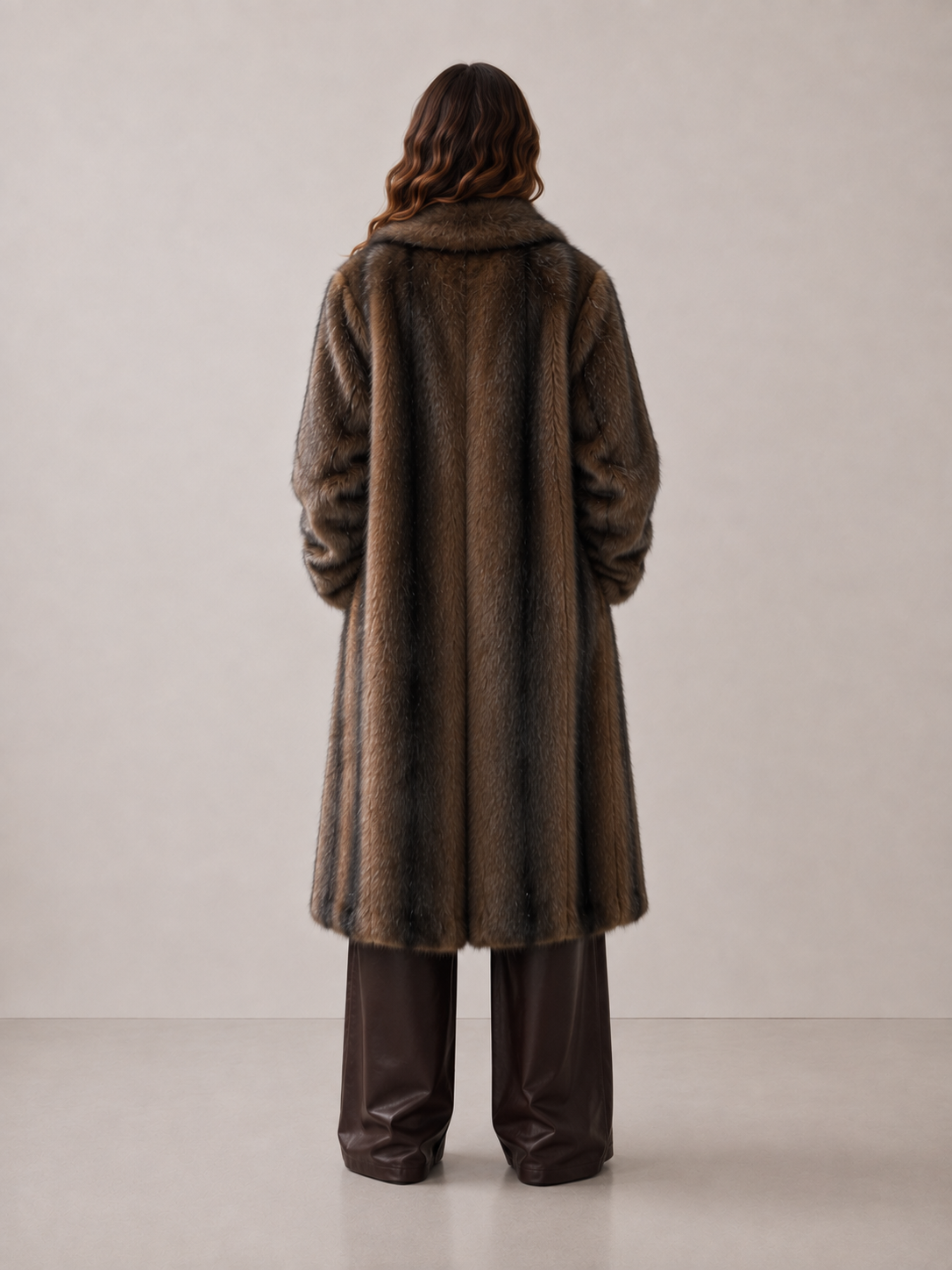 Sag Harbor Oversized Faux Fur Longline Coat Long Fur Coat: Camel / S/M
