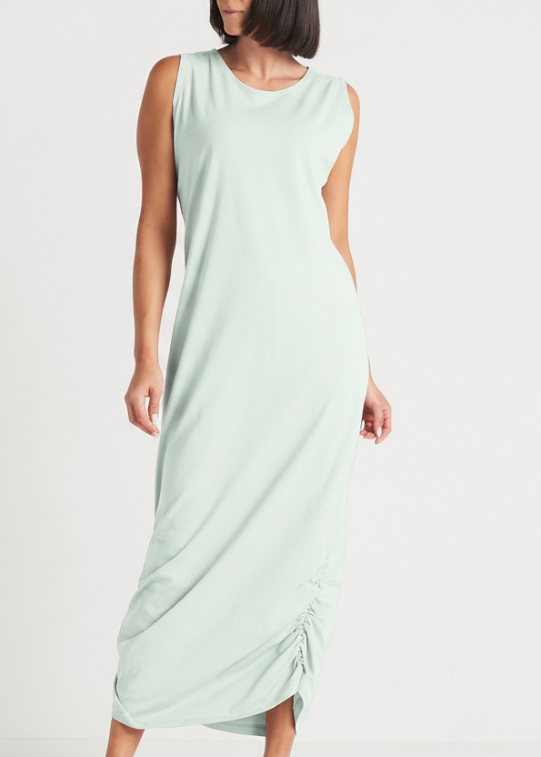Cotton Lycra Ruched Tank Dress - Mint: 0