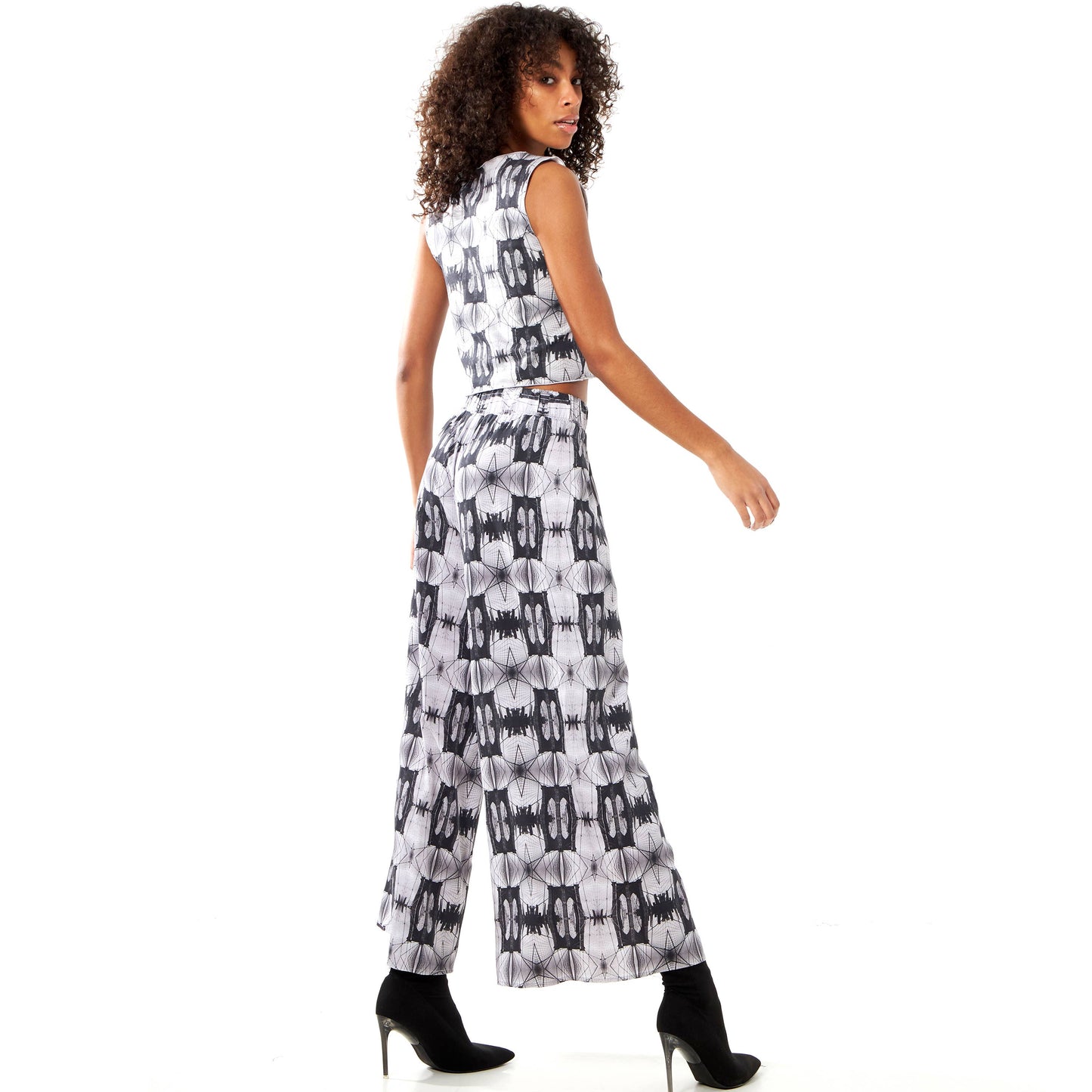 Babs Lightweight Wide Leg Pants - Brooklyn Bridge Print: L