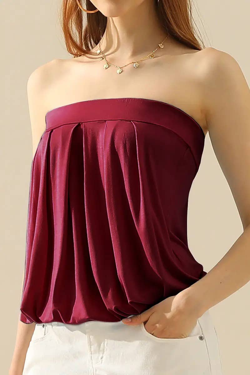 Seamless Ribbed Bandeau Top for Layering: MUSTARD / (L) 1