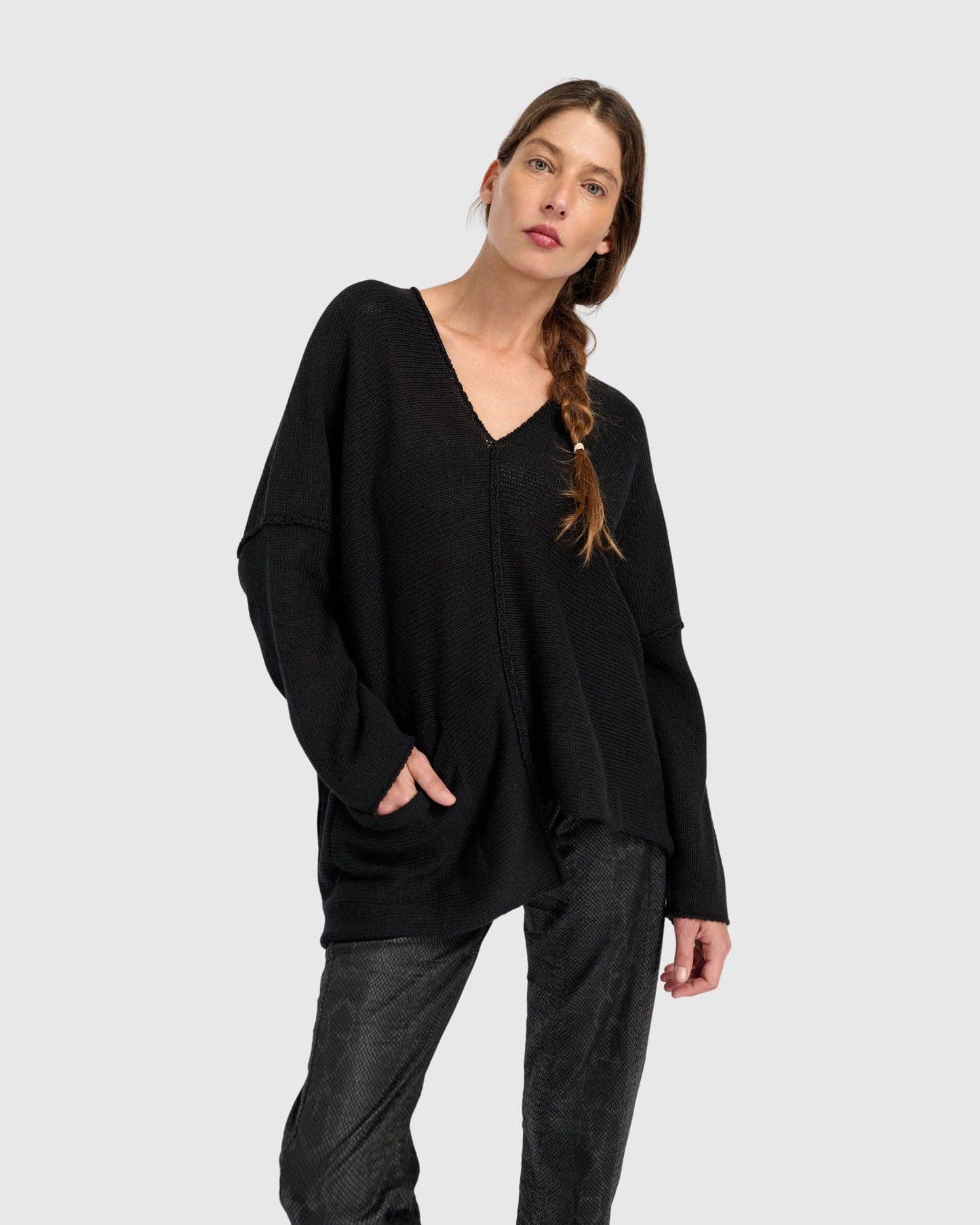 Bliss Slouchy Sweater, Black: BLACK / ONE SIZE