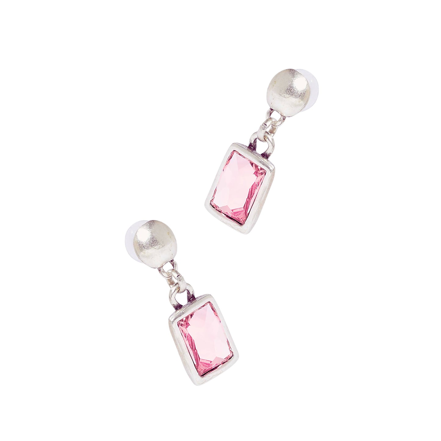 Handmade Pink Crystal Pewter Earrings - 1816 Pink