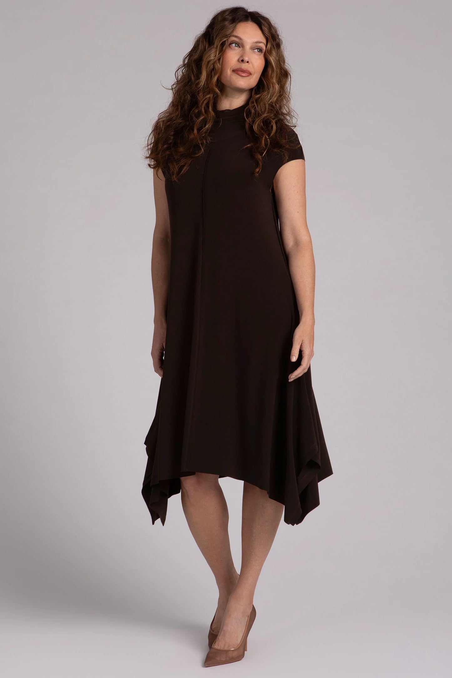 Flounce Funnel Neck Dress 28181-0 - Sympli