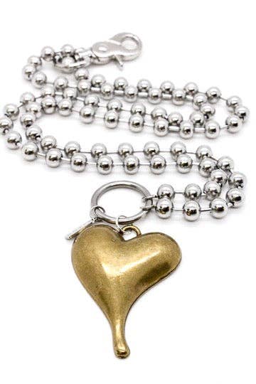 Simple Brass Pendant Convertible Silver Chain Necklace: Single 8mm