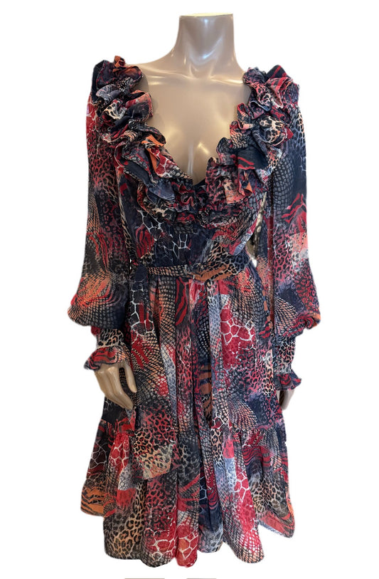 Long sleeve V Neck Dress IB359 - Olvi’s