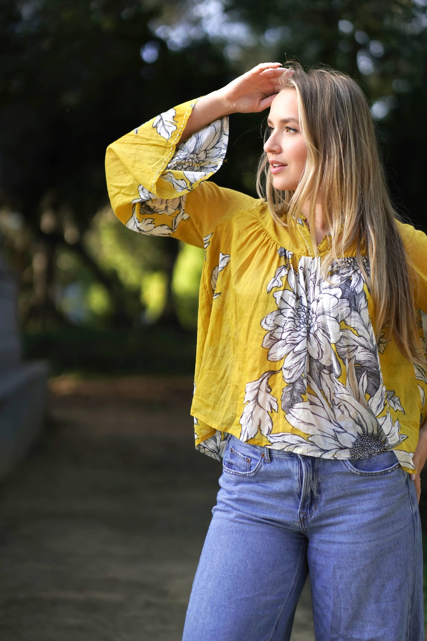 Sana Floral Top Mustard: Mustard / XL