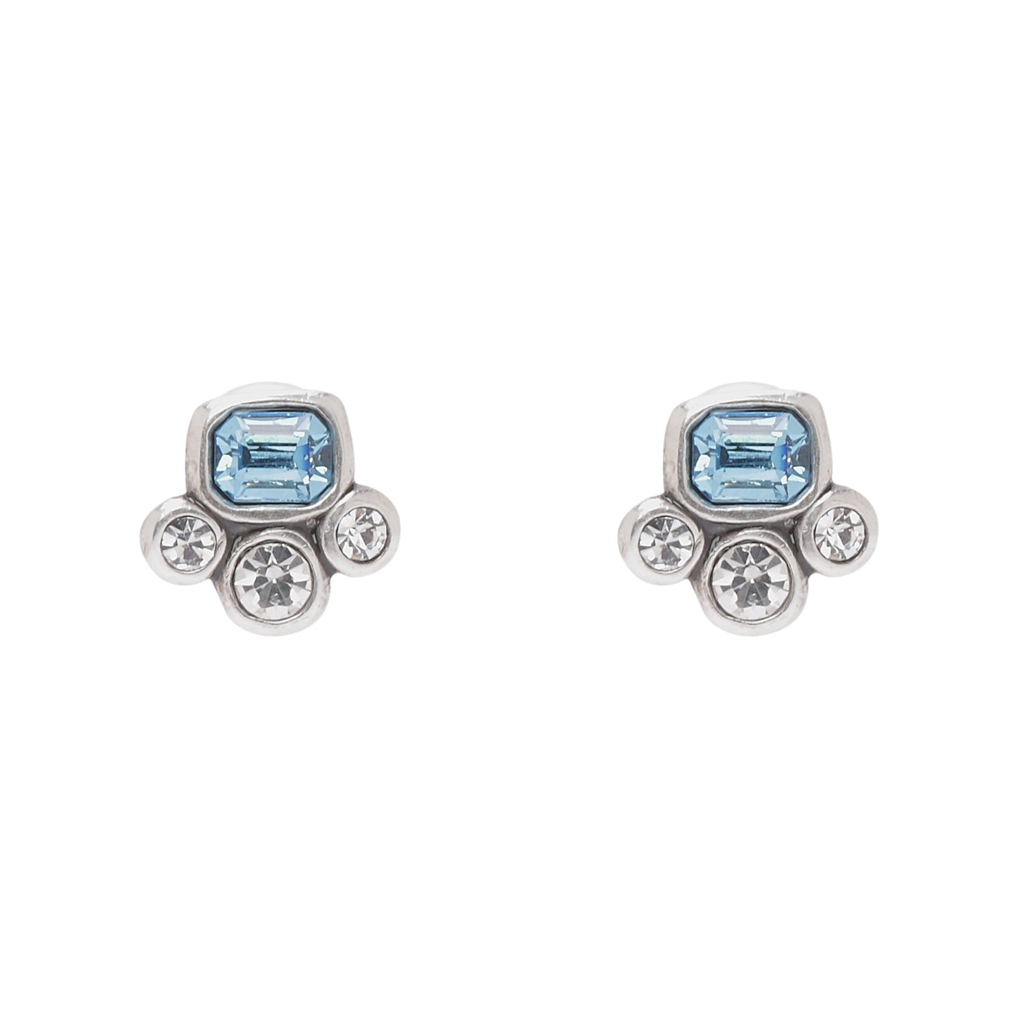Handmade Blue Crystal Pewter Earrings - 1961