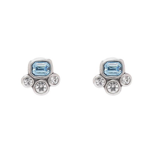 Handmade Blue Crystal Pewter Earrings - 1961