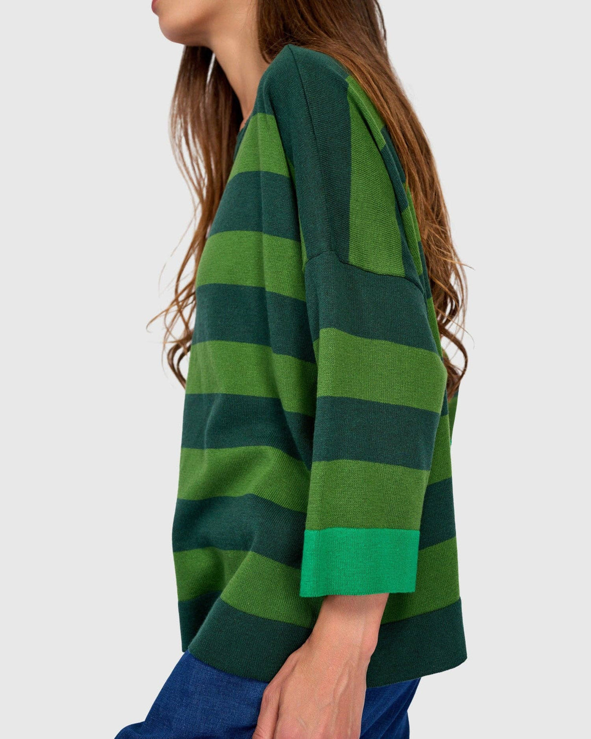 Skipper Stripe Sweater, Green: Green / ONE SIZE