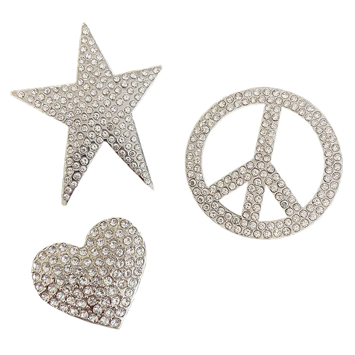 Jewelry Pins - Silver Set (Heart, Star, Peace sign)