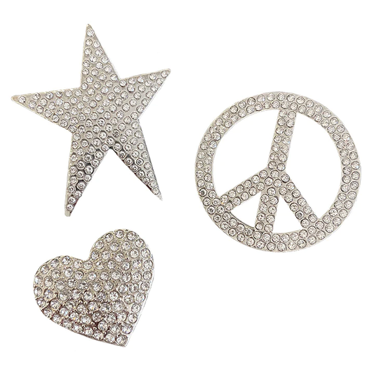 Jewelry Pins - Silver Set (Heart, Star, Peace sign)