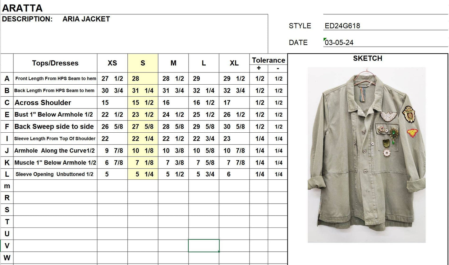 Aria Jacket: Army / XL