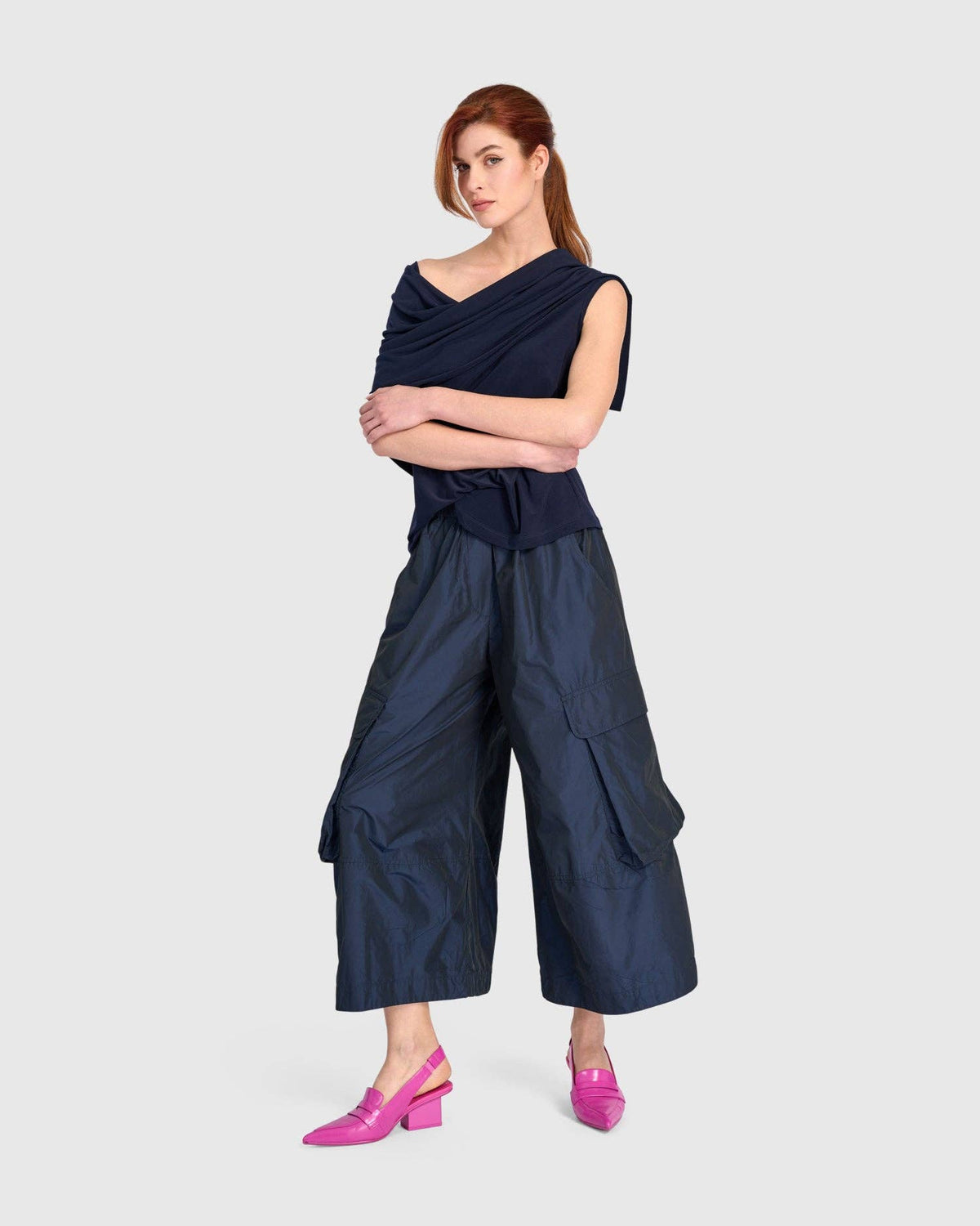 Swish Wide Cargo Pants, Ink: NAVY / 3 (US 10-12)