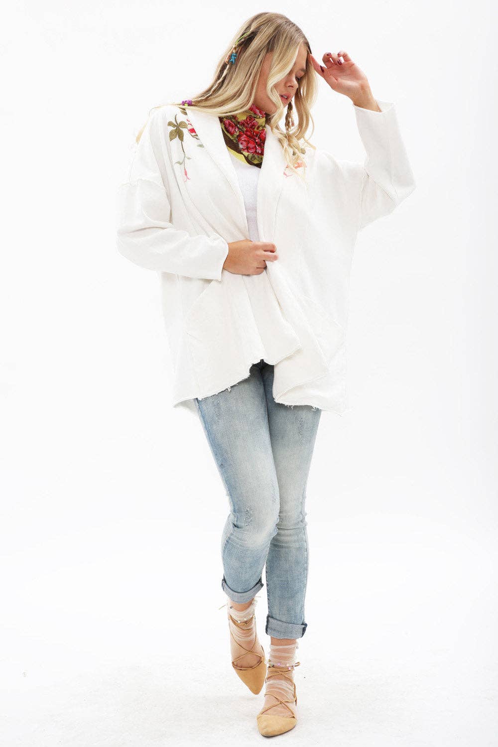 Knitted Romance Jacket | Embroidered French Jacket | Artisan: White / M