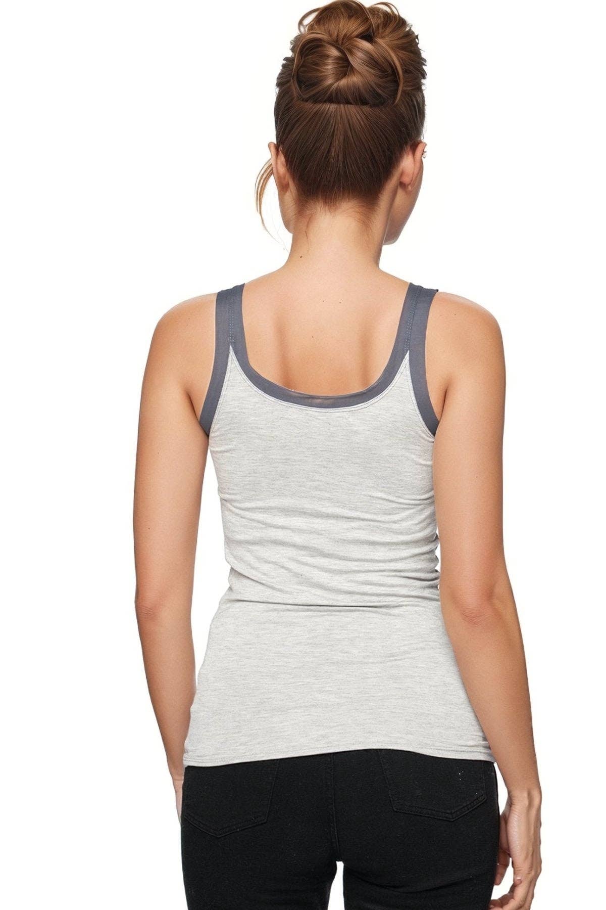 Stretch Knit Cami with Mesh Trim: Black / XS