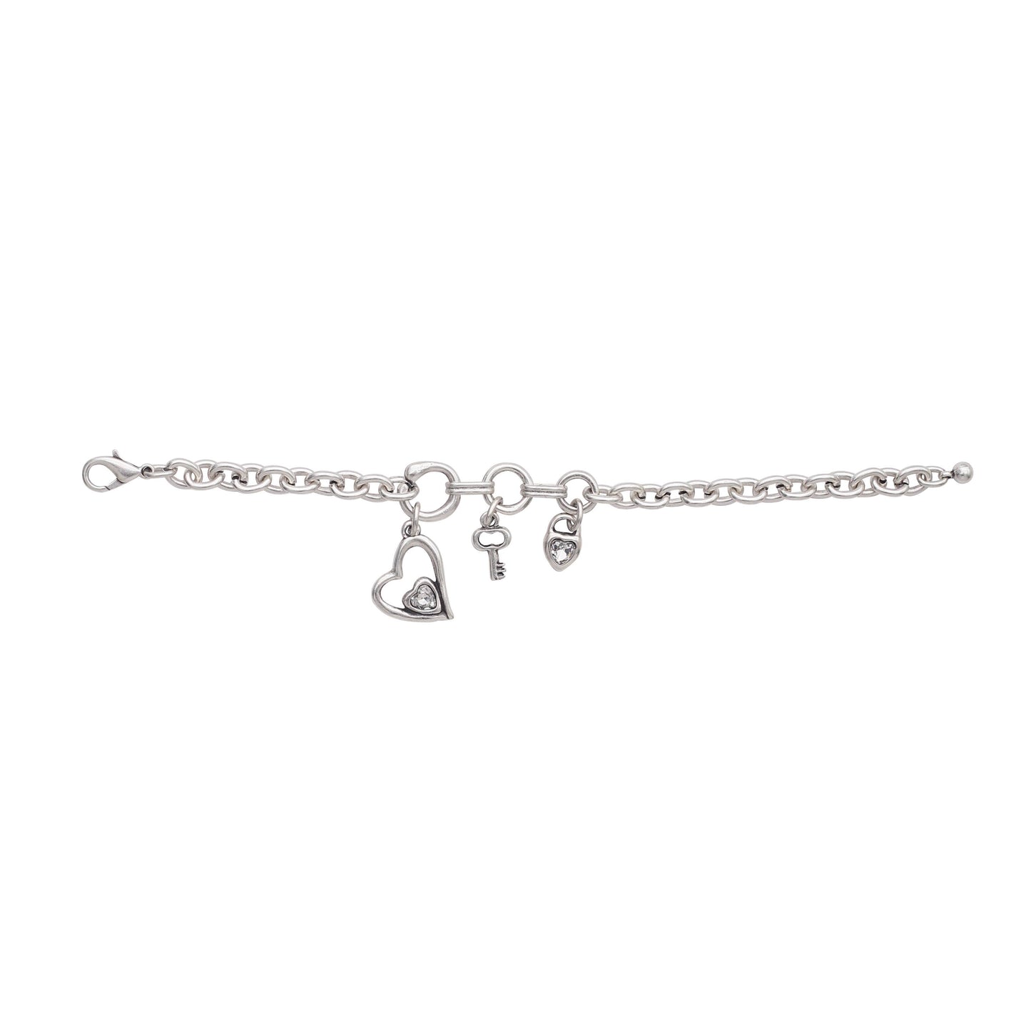 Handmade Heart Crystal Pewter Bracelet - 2924