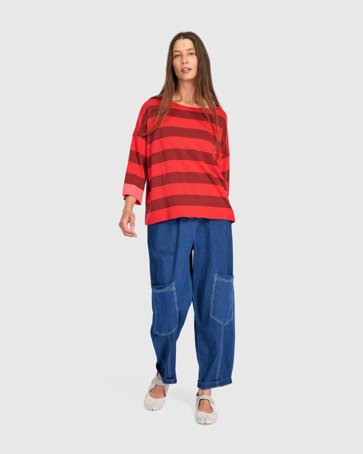 Skipper Stripe Sweater, Red: Red / ONE SIZE