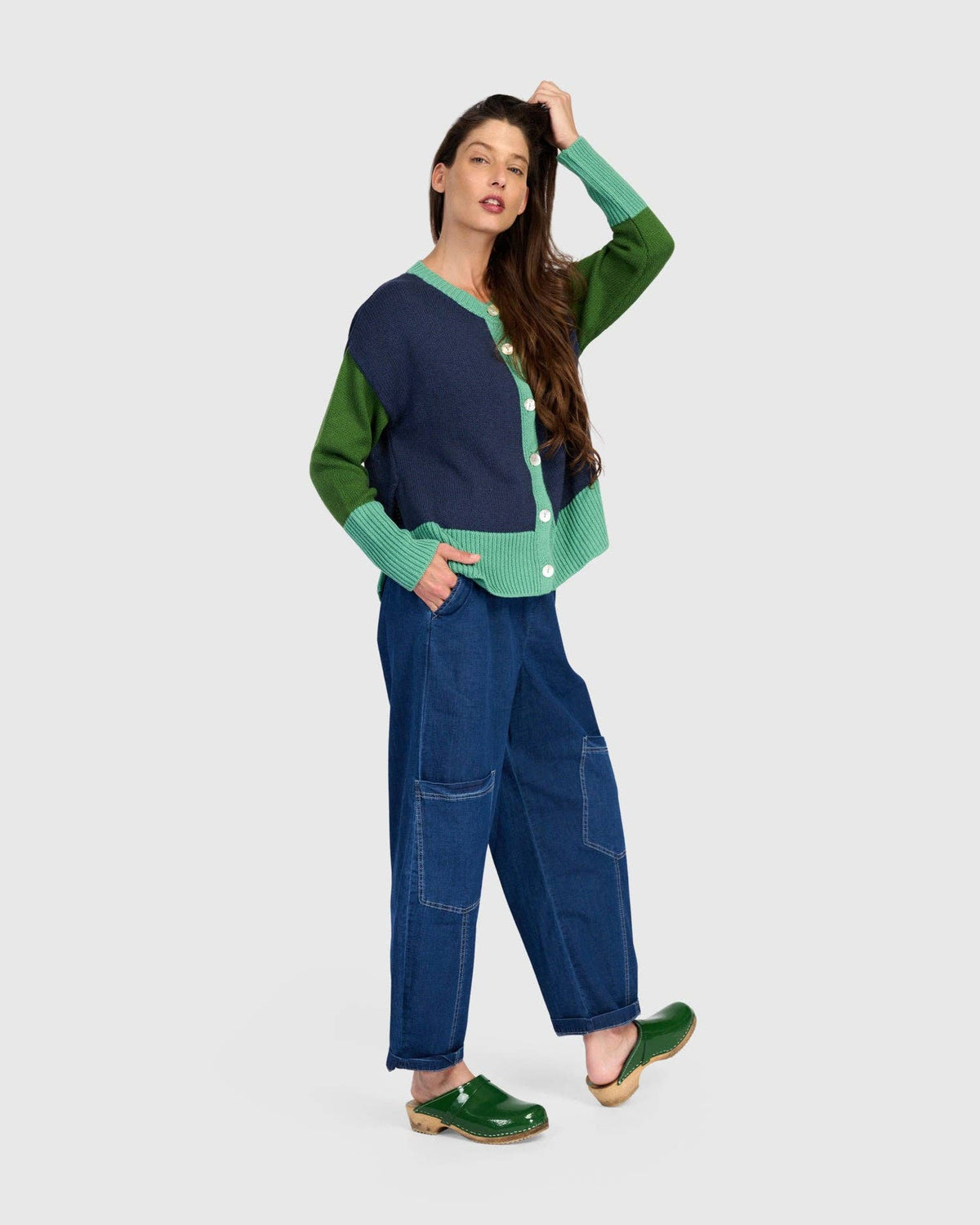 Marmalade Cardigan, Blue/Green: Midnight / ONE SIZE