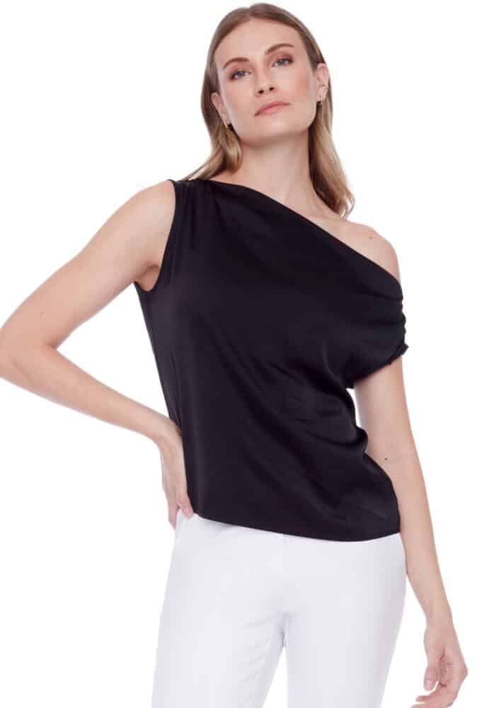 Lily Solid Satin Asymmetric Top 248005 - I Love Tyler Madison