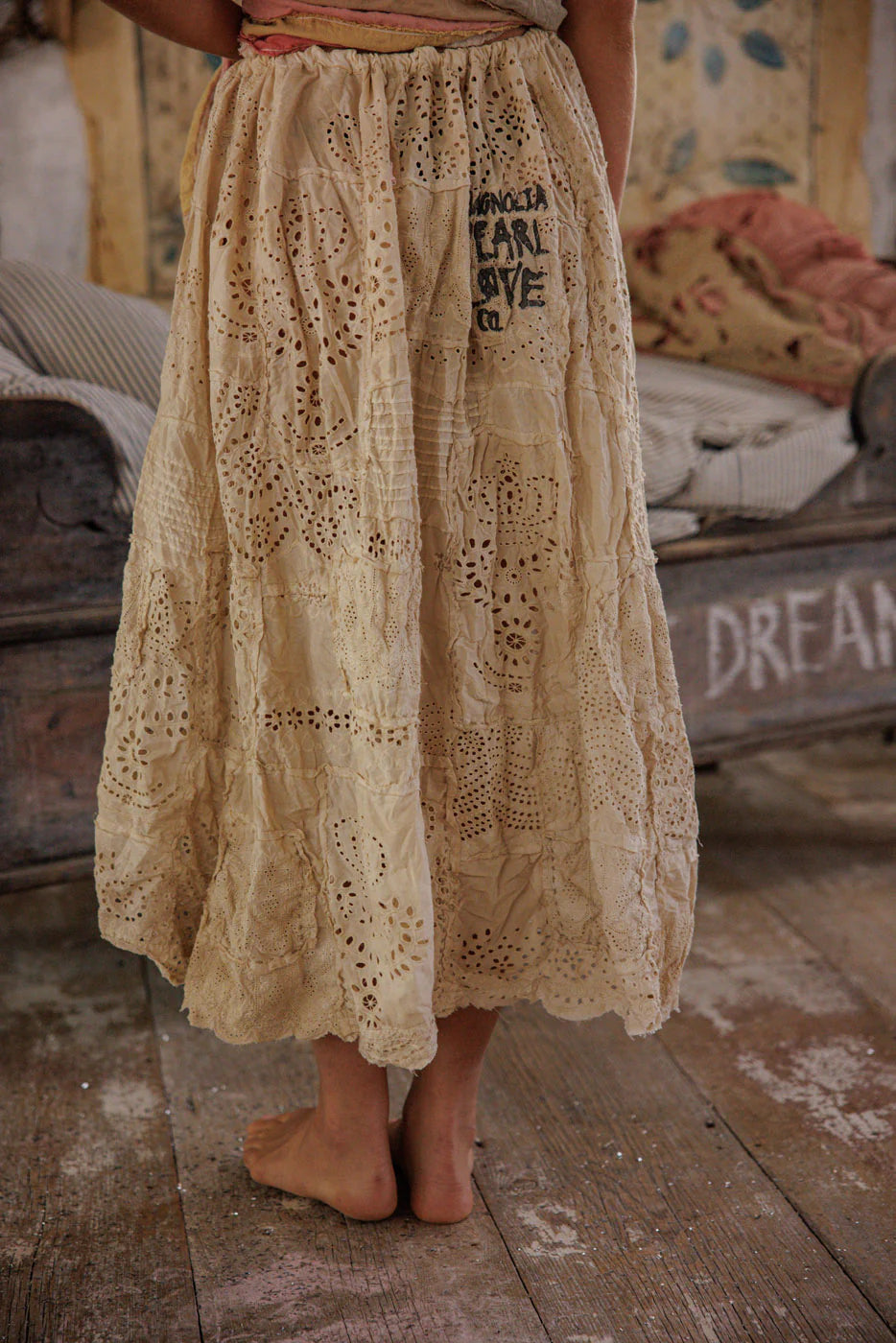 Eyelet Patchwork Pissarro Skirt 237 - Magnolia Pearl