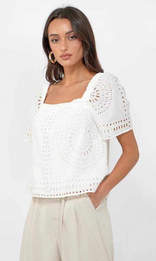 Sammy Eyelet Square Neck Top G254T7202 - GREYLIN