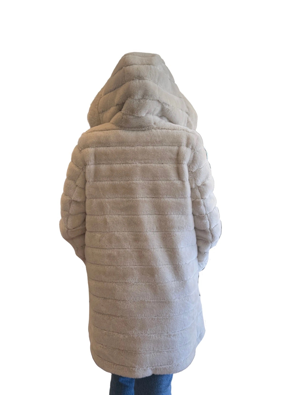 Hooded Reversible Fox Fur Coat K4129RK-335 - Nikki Jones