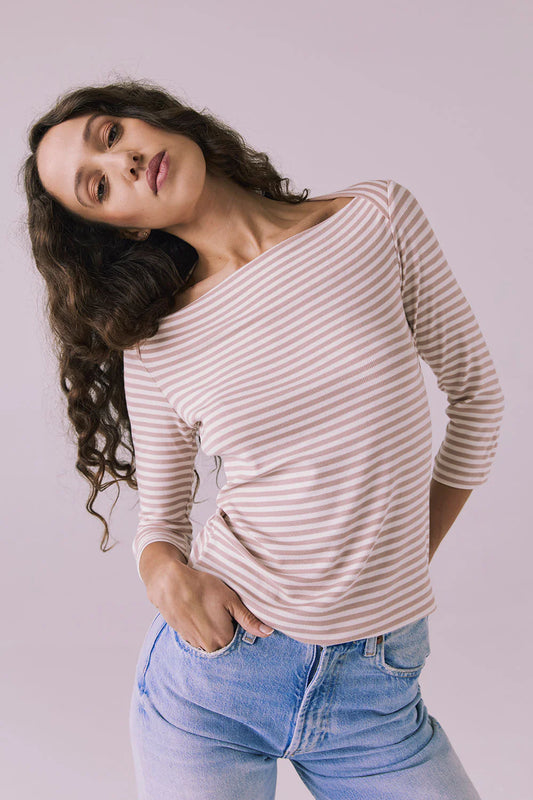 Malynne Khaki Stripe Tee CWA589 - CHASER