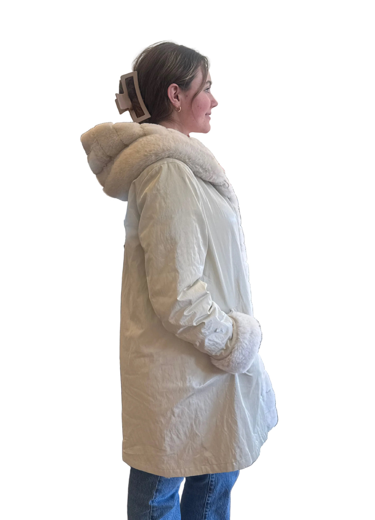 Hooded Reversible Fox Fur Coat K4129RK-335 - Nikki Jones